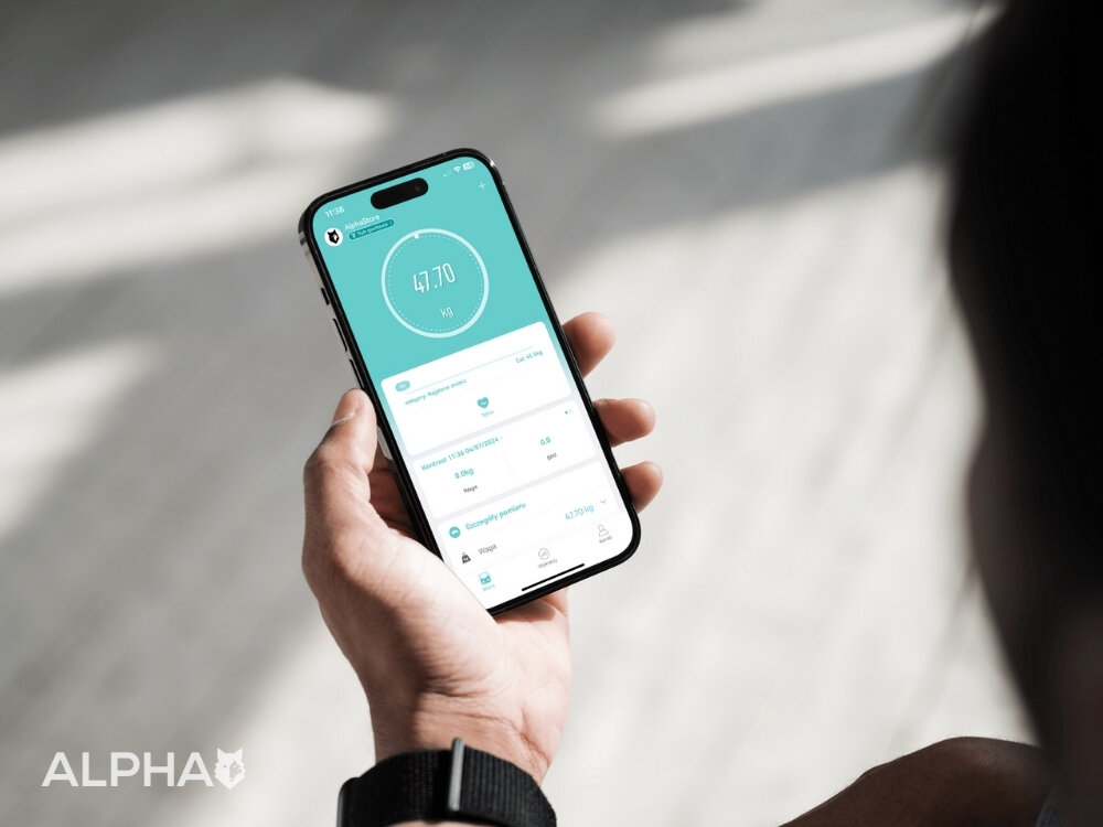 Waga łazienkowa ALPHA Smart Scale 2 udźwig do 180 kg, dokładność 50 g, zasilanie bateryjne, łączność Bluetooth, wsparcie zdrowego trybu życia