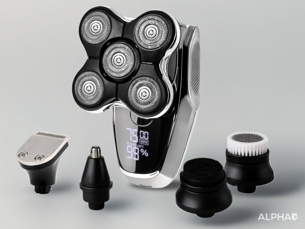 Golarka ALPHA TR9-Pro Na mokro i sucho wygoda, porządek, do golenia głowy, stylizacji brody, wymienne końcówki