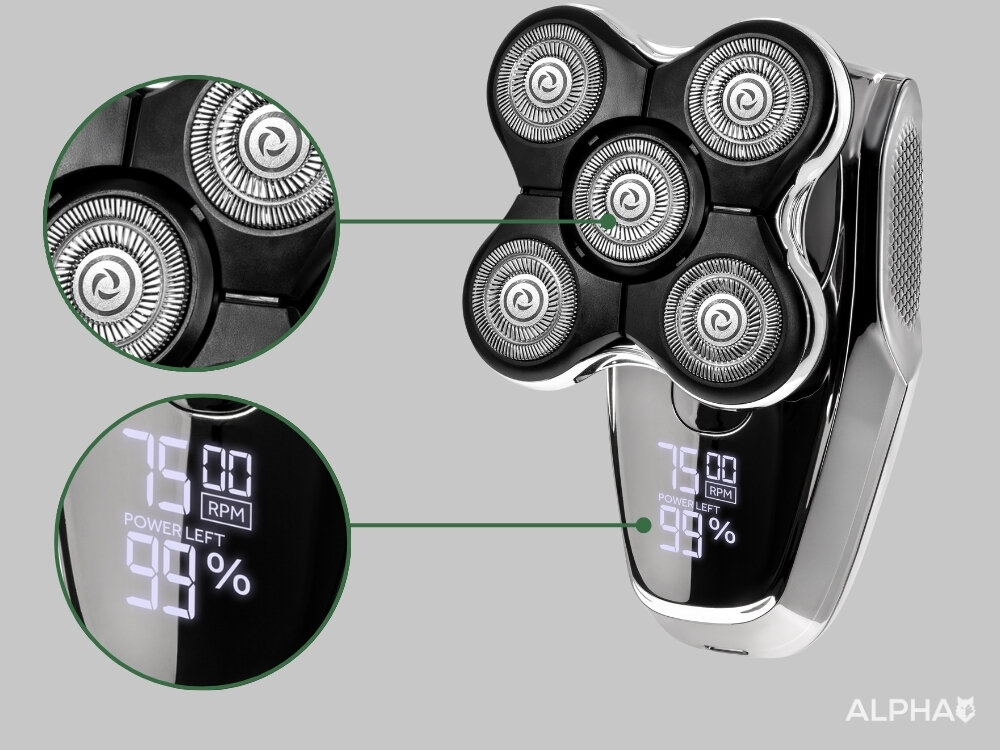 Golarka ALPHA TR9-Pro Na mokro i sucho dwa tryby pracy, do 90 minut bezprzewodowej pracy, wbudowany wyświetlacz LED, kontrola baterii i prędkości