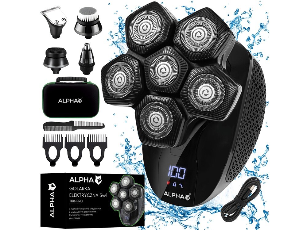 Golarka ALPHA TR8-Pro Na mokro i sucho funkcjonalność, mobilność, w domu, w podróży, łatwiejsza codzienna pielęgnacja, szybkie odświeżenie wyglądu