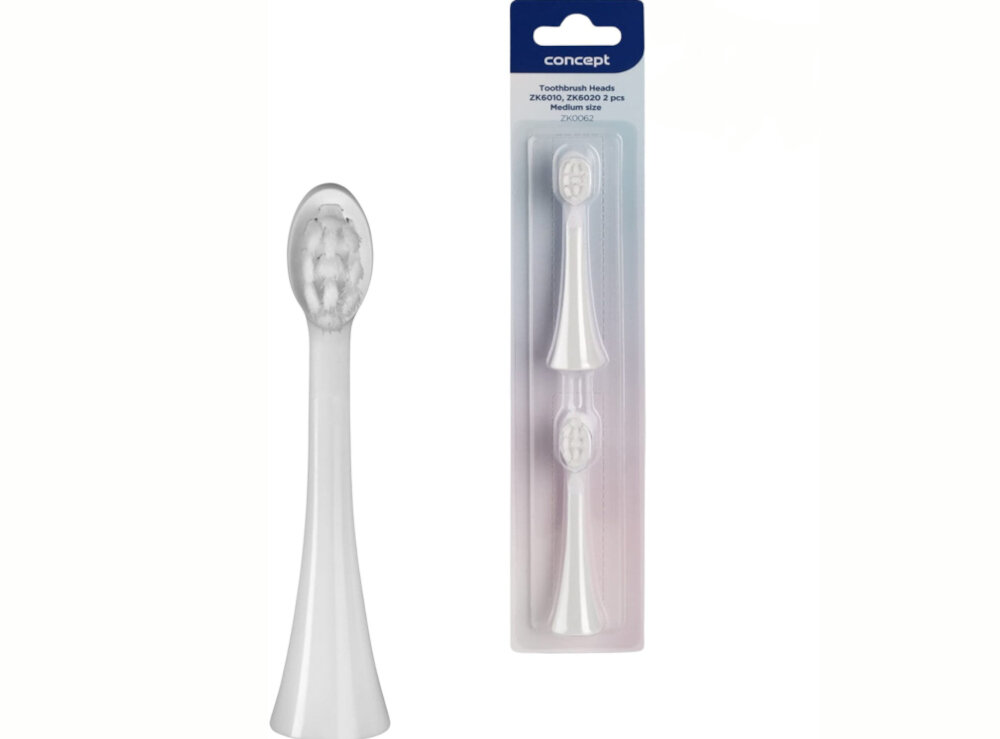 Oryginalna końcówka do szczoteczki CONCEPT Kids ZK0062 (2 szt.) (Delikatne czyszczenie) Dla wieku 5–7 lat uczy się prawidłowych nawyków higienicznych dopasowanie 2 końcówki czas użytkowania