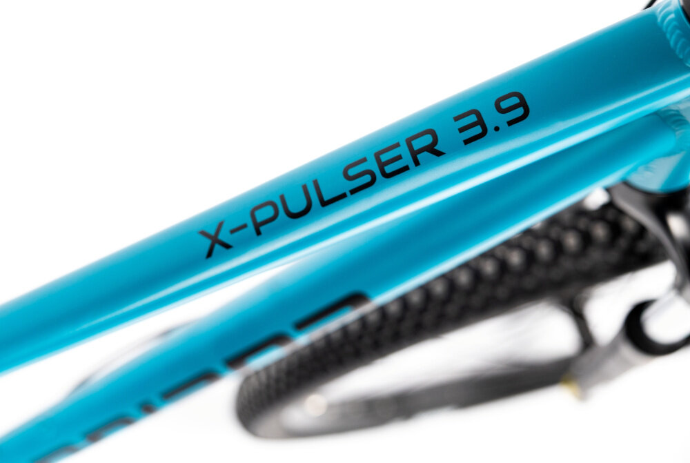 Rower górski MTB INDIANA X-Pulser 3.9 D16 29 cali damski Niebiesko-czarny zbliżenie na ramę 16-calowa aluminiowa ramę rower zwinny lekki łatwo go podnieść odporność na korozję wybór rozmiaru ramy Twój wzrost mierzony w zrelaksowanej pozycji typ roweru dla osób o wzroście od 160 do 168 cm