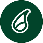 Ikona przedstawia biały symbol kropli na ciemnozielonym tle.