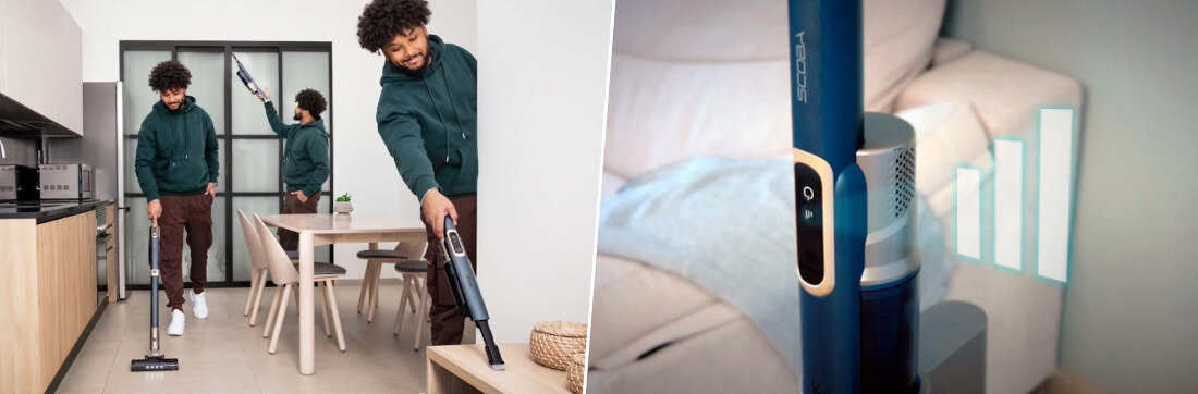 Odkurzacz CECOTEC Scoba 2100 Station Swoboda działania Pojemna bateria litowo-jonowa czas pracy ładowarka wbudowana w stacji dokującej