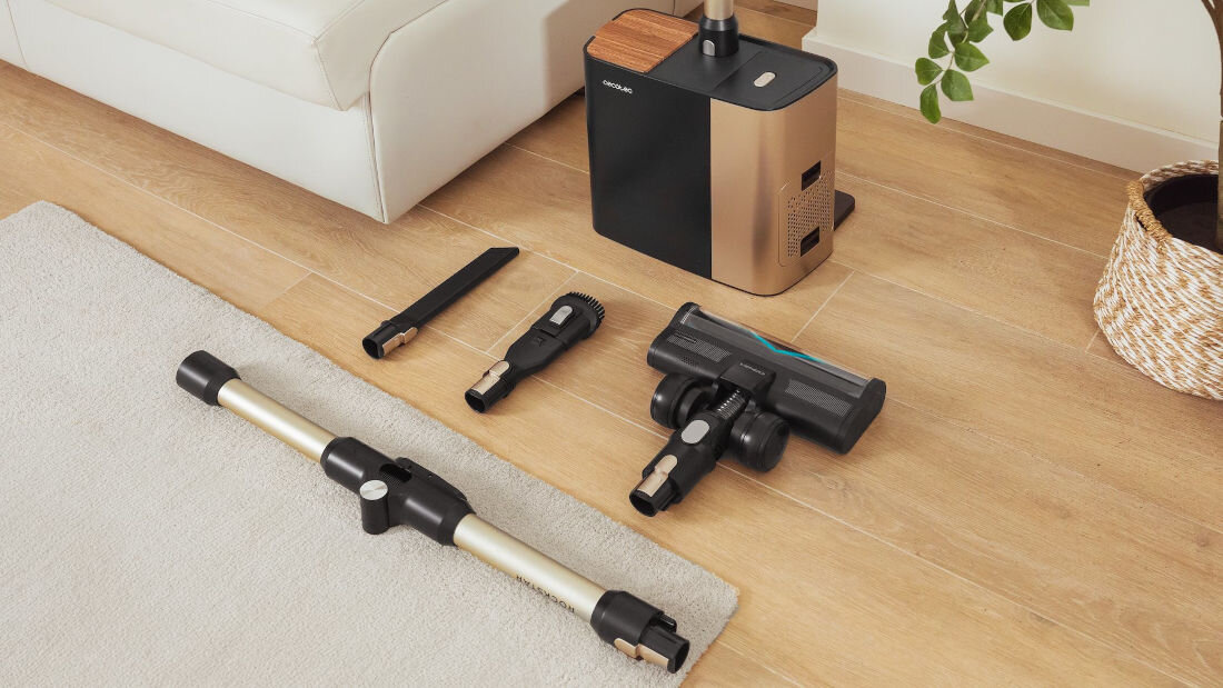 Odkurzacz CECOTEC Conga Rockstar 5500 Hurricane Station Flex Koniec z plątaniem włosów Szczotka HairLess Brush automatycznie usuwa włosy i sierść końcówki do różnych powierzchni d tapicerki po szczeliny i listwy przypodłogowe
