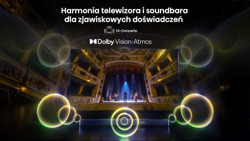 Telewizor HISENSE 43E7Q Pro - Pełna harmonia dźwięku, telewizor z soundbarem, kadr z opery