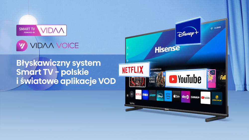 Telewizor HISENSE 32A5Q - Szybki system Smart TV, VIDAA, telewizor po skosie z wyśtielonym system VIDAA