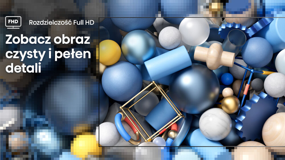 Telewizor HISENSE 32A5Q - Pełnia detali w Full HD, ramka z wyświetlonymi różnymi elementami