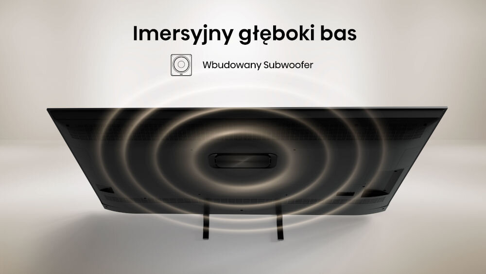 Telewizor HISENSE 50A7Q - Dźwięk, który robi różnicę, Wbudowany subwoofer, tył telewizora z wbudowanym subwooferem
