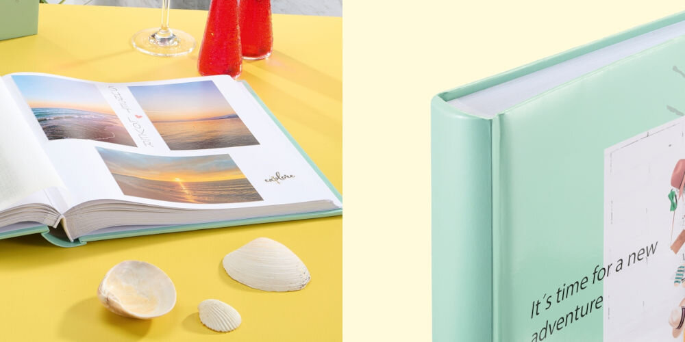 Album HAMA Jumbo Journey (100 stron) pokazanie albumu na stole i na białym tle świadomy wybór wykonany z papieru FSC Mix z odpowiedzialnych źródeł etetyka trwałość troska o naturę