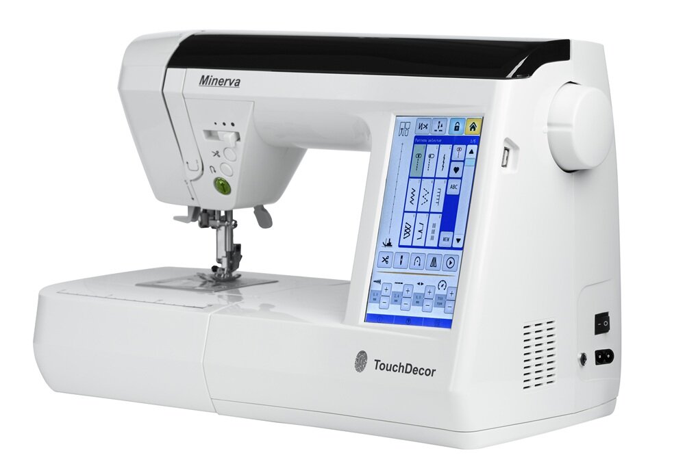 Maszyna do szycia MINERVA TouchDecor oświetlenie LED, ochrona wzroku, poprawa precyzji, stabilna konstrukcja, równe efekty