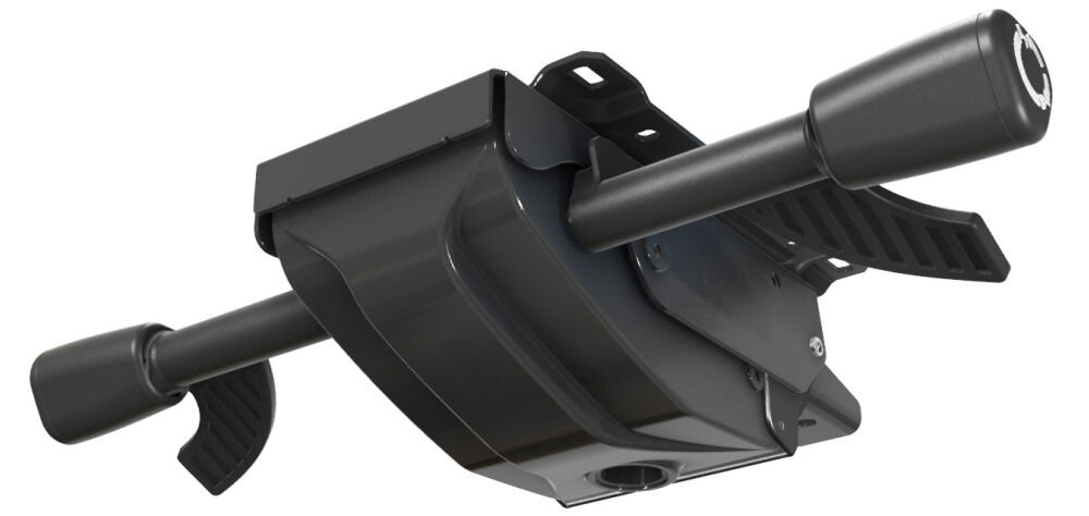 Fotel QUERSUS ICOS.1.2 Beżowo-czarny prezentacja mechanizmu fotela na białym tle mechanizm MAXIMUS SYNCHRO™ automatyczne pochylanie oparcia i siedziska Anti-Shock ochrona pleców bezpieczeństwo