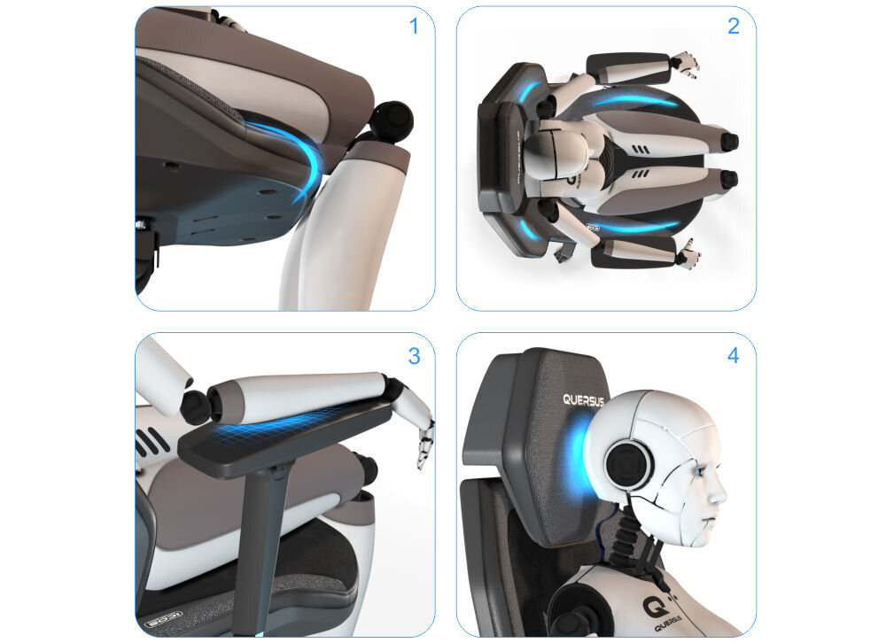 Fotel QUERSUS ICOS.1.2 Beżowo-czarny prezentacja miejsc które fotel wspomaga dla zachowania prawidłowej postawy na białym tle wspomaganie prawidłowej postawy ciała ograniczenie uczucia zmęczenia komfort
