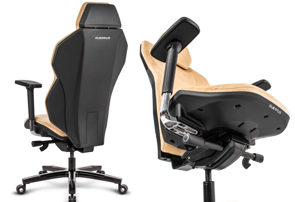 Fotel QUERSUS ICOS.1.2 Beżowo-czarny prezentacja fotela od tyłu i dołu na białym tle opatentowany profil oparcia prawidłowa postawa ciała odporny na zużycie ochrona fotela długa żywotność komfort