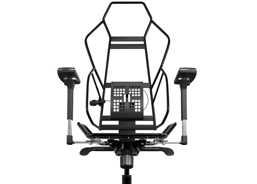 Fotel QUERSUS Vaos.2.3 Red Accent Czarny (czerwone elementy) prezentacja ramy fotela na białym tle stalowa rama ocynkowana malowana odporność na uszkodzenia komfort