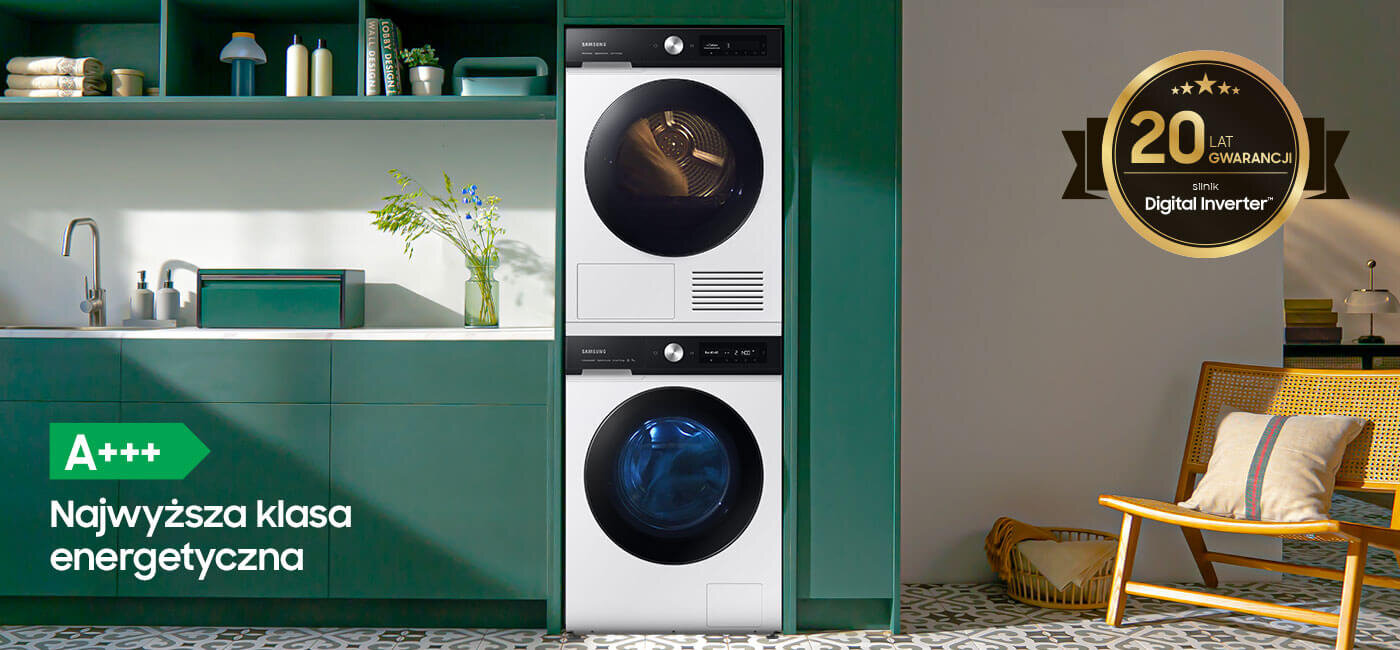 Magnetyczny silnik Digital Inverter został objęty gwarancją producenta na 20 lat, zapewniając długie i wydajne użytkowanie suszarki Samsung DV90BB7445GES6 z oferty sklepów Media Expert Magnetyczny silnik Digital Inverter został objęty gwarancją producenta na 20 lat, zapewniając długie i wydajne użytkowanie suszarki Samsung DV90BB7445GES6 z oferty sklepów Media Expert