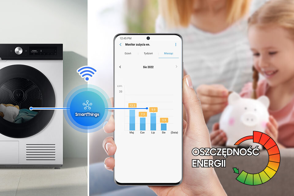 Aplikacja SmartThings pozwala lepiej określić zużycie energii i zmniejszyć koszt użytkowania suszarki Aplikacja SmartThings pozwala lepiej określić zużycie energii i zmniejszyć koszt użytkowania suszarki