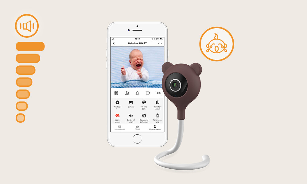 Niania elektroniczna LIONELO Babyline Smart funkcja wykrywania ruchu i dźwięku informacja powiadomienie czujnik temperatury