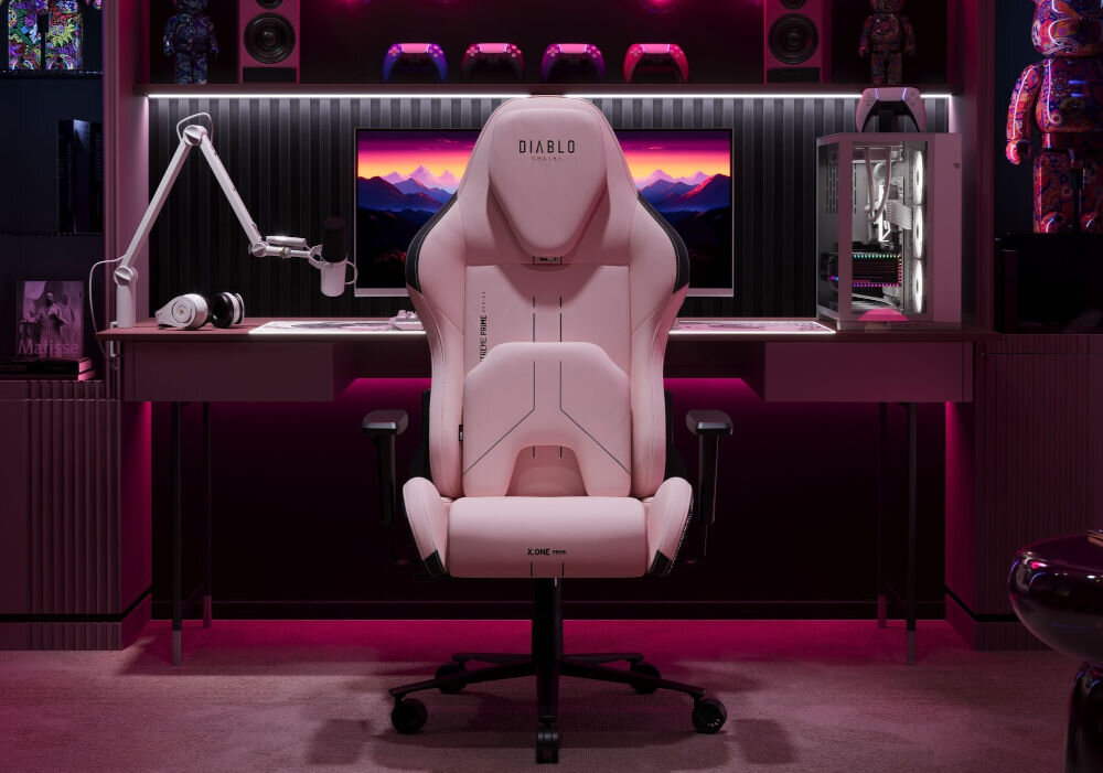 Fotel DIABLO CHAIRS X-One Prime Różowy prezentacja fotela na tle pokoju od przodu