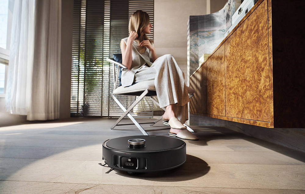 Robot sprzątający MOVA V50 Ultra Complete Czarny gotowy do działania bateria 6400 mAh automatycznie wraca do ładowania kontynuuje sprzątanie dostosowanie sterowanie automatyczne wracanie do ładowania sprzątanie kontynuacja obsługa apple watch protokół matter sterowanie głosowe