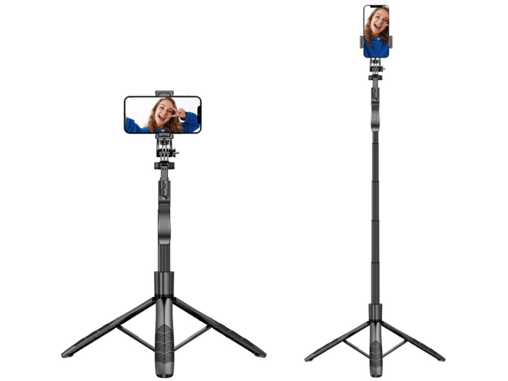 Uchwyt selfie PROOVE MegaStick Czarny
            rozłożony uchwyt stojący tripod selfie stick smartfon
