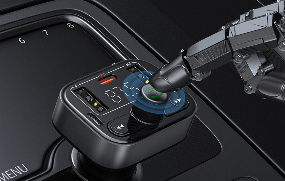 Transmiter FM BASEUS S-09 muzyka zmartwienia dźwięk port kontrola rozmowy bluetooth wbudowany mikrofon przycisk