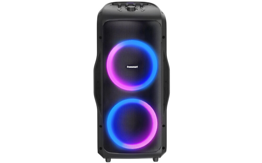 Power Audio TRONSMART Halo 300 zasilanie AC DC USB-A 5V 2A ładowanie zwrotne power bank, power audio od frontu na białym tle