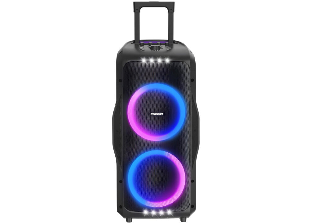 Power Audio TRONSMART Halo 300 Bluetooth AUX 3,5 mm USB U-Disk różne źródła odtwarzania, power audio z wysuniętym uchwytem od frontu na białym tle