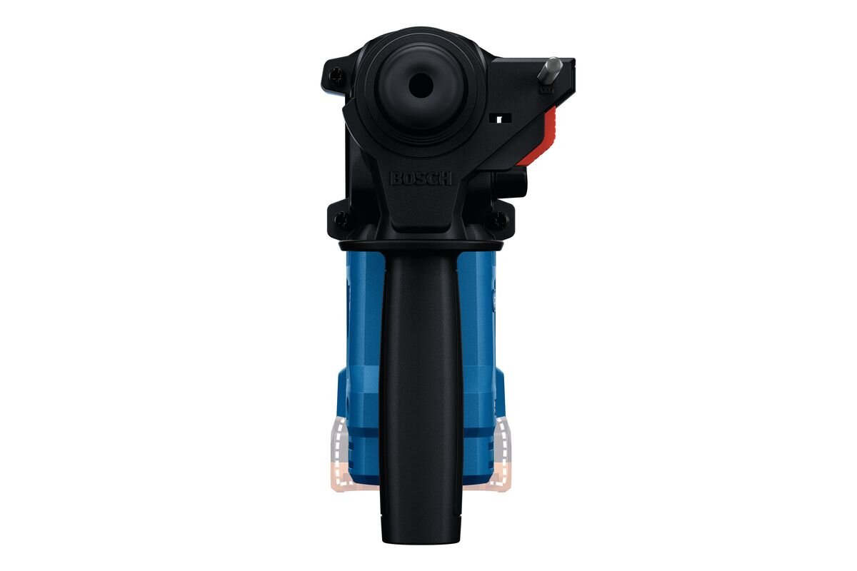 BOSCH Professional GBH 18V-18 0611927002 bezszczotkowy silnik stałą moc młotami ze standardowym silnikiem - Mężczyzna wierci otwór w metalowej ramie przy użyciu akumulatorowego młota udarowo-obrotowego.
