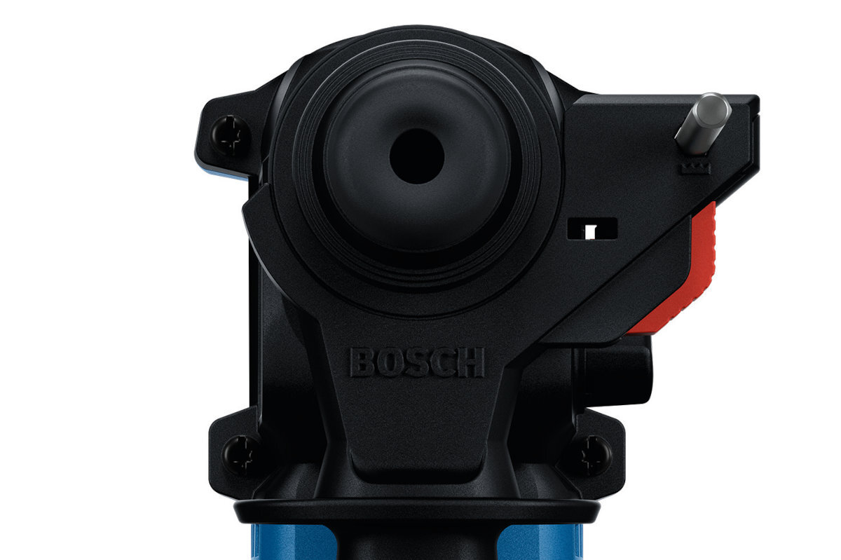 BOSCH Professional GBH 18V-18 0611927002 obsługuje wiertła SDS plus 4–18 mm 4–10 mm wiertarkami uniwersalnymi twardymi materiałami - Mężczyzna wierci otwór w metalowym elemencie, używając młota udarowo-obrotowego