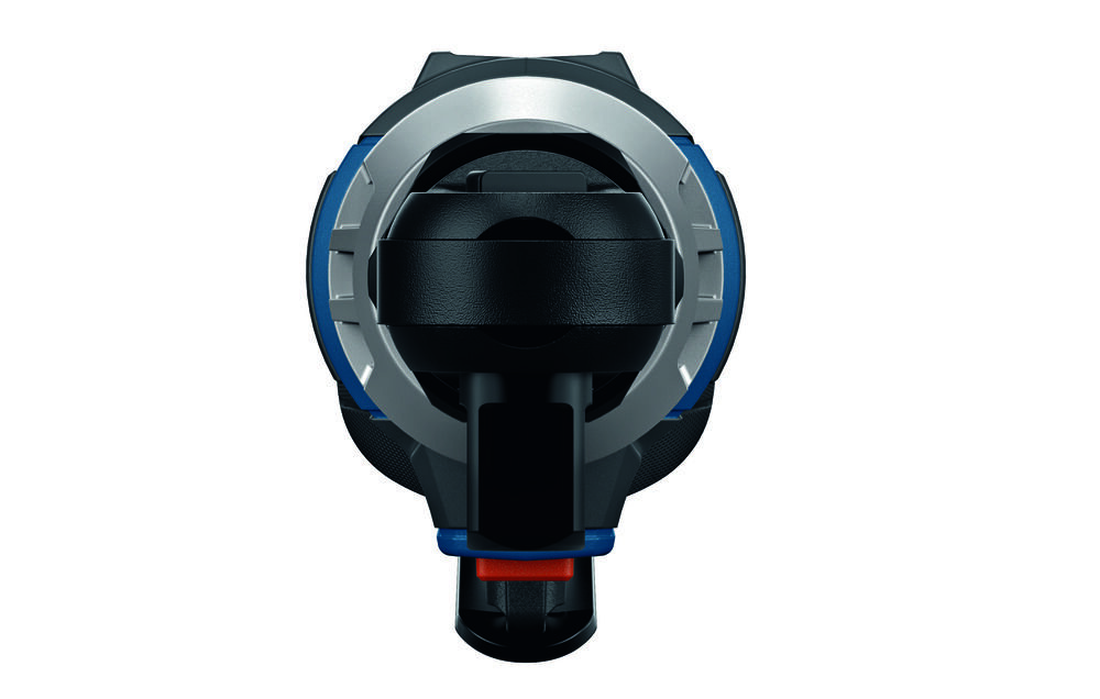 Klucz akumulatorowy grzechotka BOSCH Professional GRC 12V-60 3-8 SN 06019N8301 zbliżenie na uchwyt montażowy białe tło smukły korpus zewnętrzny uchwyt kwadratowy 3/8 cala nie wymaga dodatkowych adapterów ułatwia dostęp do śrub w wąskich przestrzeniach ogranicza liczbę demontowanych osłon