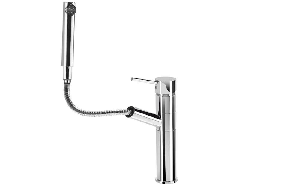 DEANTE Aster BCA 071M wykończenie tradycyjny błyszczący chrom minimalistyczny design elegancki kształt nowoczesna kuchnia tradycyjna aerator strumień dźwignia korpus