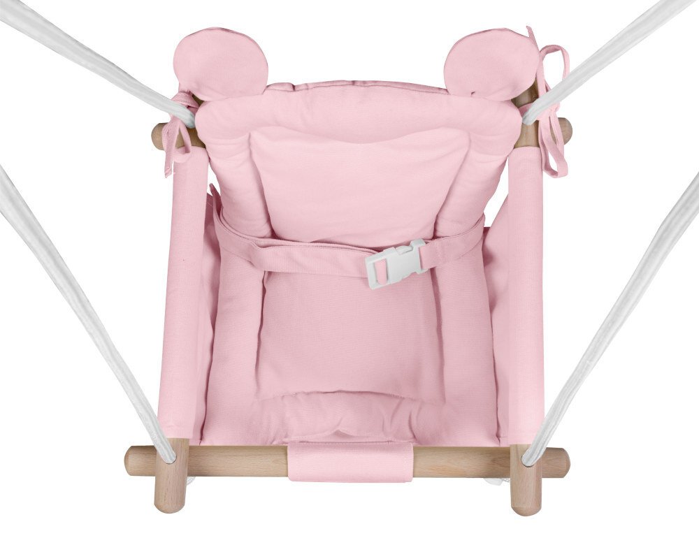 Huśtawka dla dzieci TULANO Hop 30 Różowy Więcej niż zabawa działa na dziecko kojąco i wspomagająco uspokaja i wycisza rozwój psychoruchowy poczucia równowagi, koordynacji oraz orientacji przestrzennej  forma ćwiczenia mięśni głębokich i wzmacniania tułowia forma wsparcie