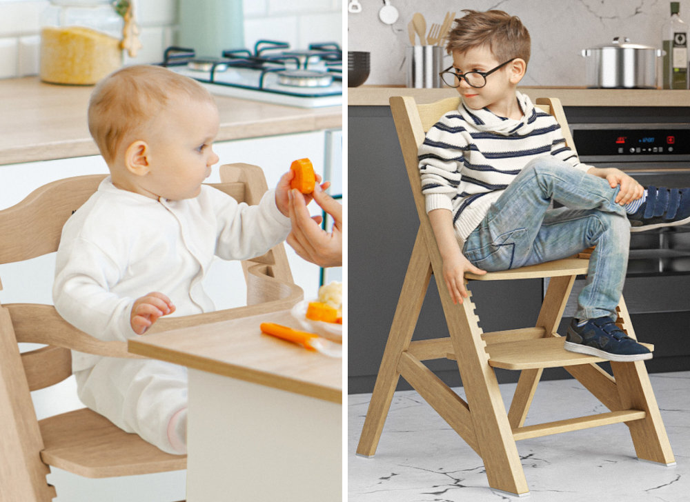 Krzesełko do karmienia TULANO Morsel 40 Szaro-brązowy Wygląd design wizualizacja prezentacja Dla Twojego dziecka