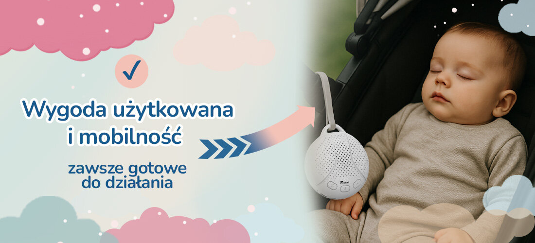 Bezprzewodowy szumiący uspokajacz dla dzieci MOMINI LullaGo Bezpieczne i kojące światło nocne – ciepła poświata do snu odtwarzacz dźwięków subtelna lampka nocna o dwóch trybach świecenia Ciepłe światło uspokojenie ułatwienie karmienie zasypianie