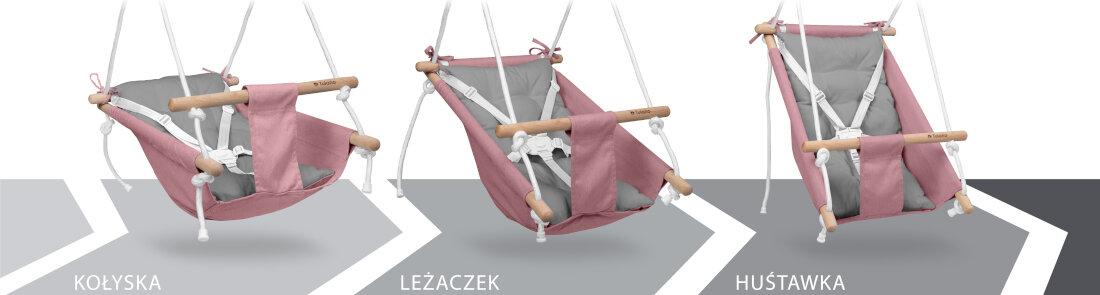 Huśtawka dla dzieci TULANO Tn-Hop 40 Różowo-szary Wygląd design wizualizacja prezentacja Dla Twojego dziecka