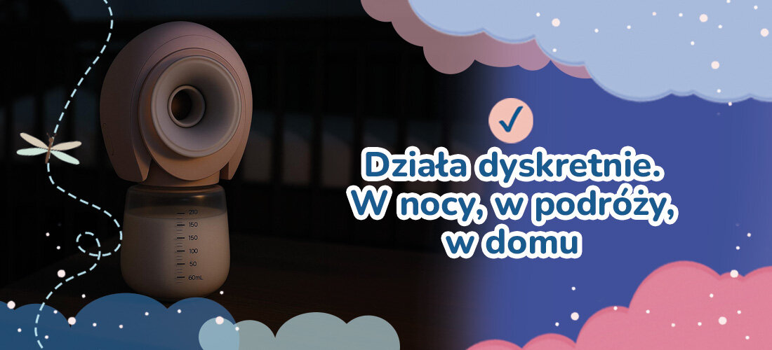 Bezprzewodowy laktator MOMINI SippyPump Podwójny partner nocnych karmień Cichy, bezprzewodowy, intuicyjny sprawnie i bez stresu