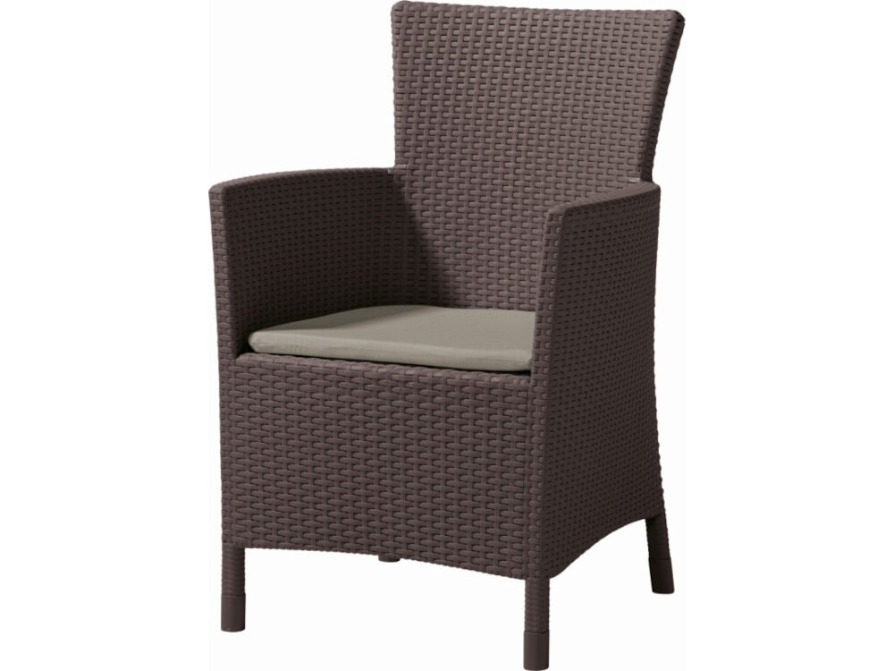 Fotel ALLIBERT Iowa 215520 na balkon taras do ogrodu rodzina mebli z serii KETER osobista strefa relaksu w kolorze brązowym