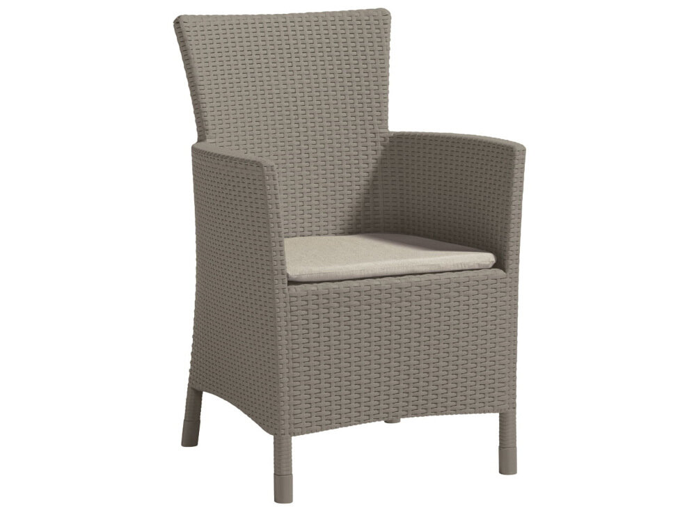 Fotel ALLIBERT Iowa 215520 stelaż z najwyższej jakości tworzyw sztucznych imituje naturalny splot rattanowy technorattan system JUST CLICK AND G montaż na zatrzaski nie wymaga narzędzi