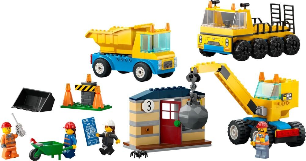 LEGO City Ciężarówki i dźwig z kulą wyburzeniową 60391 klocki elementy zabawa łączenie figurki akcesoria figurka zestaw