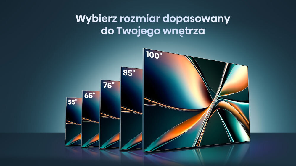 Telewizor HISENSE 75U7Q - Dopasuj rozmiar do wnętrza, różne wielkości modelu U7Q