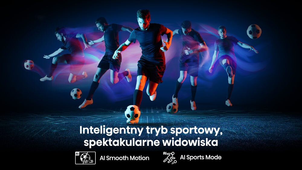 Telewizor HISENSE 65E7Q Pro - Ruch bez rozmycia, zawodnik bawiący się piłką