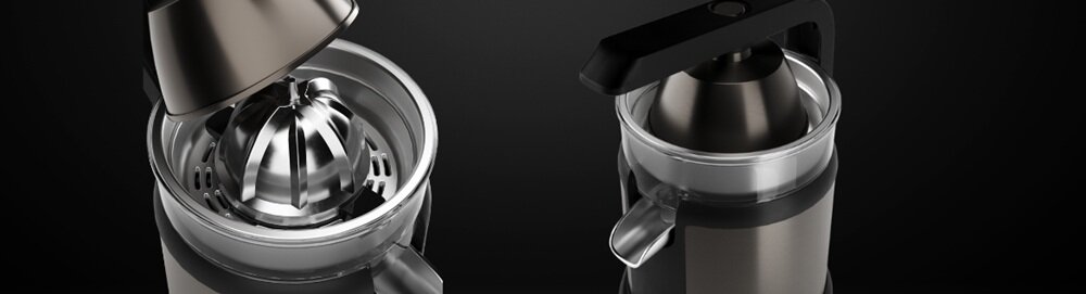 Wyciskarka do cytrusów AIWA Koryu pojemnik na sok, szybkie śniadania, system antykapania, ograniczenie bałaganu