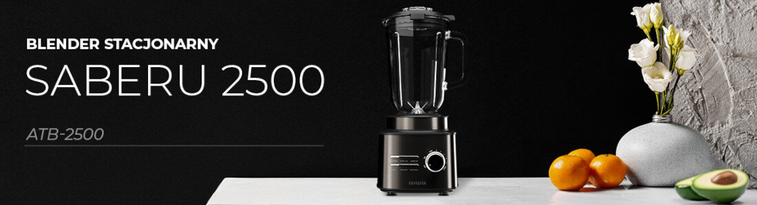 Blender kielichowy AIWA ATB-2500 Potęga miksowania bez granic silnik moc od orzechów po kostki lodu twarde składniki Duży, szklany dzbanek 1,8 litra precyzja porcje