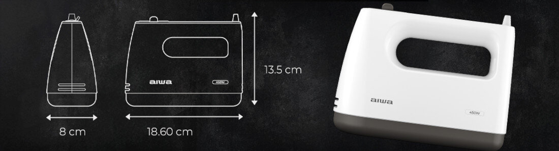 Mikser AIWA Tesaberu AHX-600 Komfort w każdej kuchni ułatwienie wymiary Antypoślizgowy uchwyt 