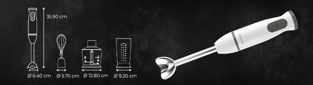 Blender AIWA Kenkiri ABL-800 Plus łatwy do przechowania 3w1 funkcja zwijania kabla porządek ealnie ułatwia codzienne gotowanie