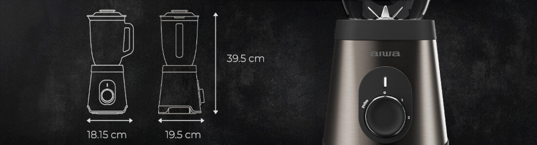 Blender kielichowy AIWA ATB-1500 Więcej za jednym razem Szklany dzbanek pojemność bez BPA  pokrywka z miarką ułatwienie precyzja