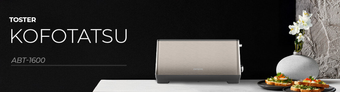 Toster AIWA Kofotatsu Dokładnie taki stopień opiekania Siedem poziomów opiekania precyzja dopasowanie  Funkcje rozmrażania, podgrzewania tryb bajgla Przycisk STOP ułatwienie kontrola proces pieczenie