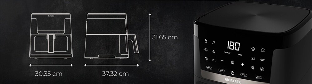 Air Fryer Frytkownica beztłuszczowa AIWA AFR-7000 Chukuma Czarny matowe wykończenie, stalowy korpus, kompaktowa konstrukcja, można myć w zmywarce