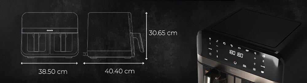 Air Fryer Frytkownica beztłuszczowa AIWA AFR-9000 Futago technologia super cichej pracy, bezgłośne działanie, kompaktowe wymiary, zabezpieczenie przed przegrzaniem